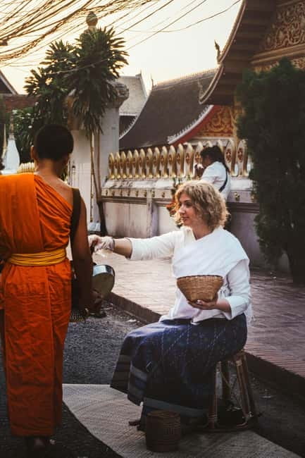 Luang Prabang: Almsgiving Ceremony Offering - Receiving the Lao offering set