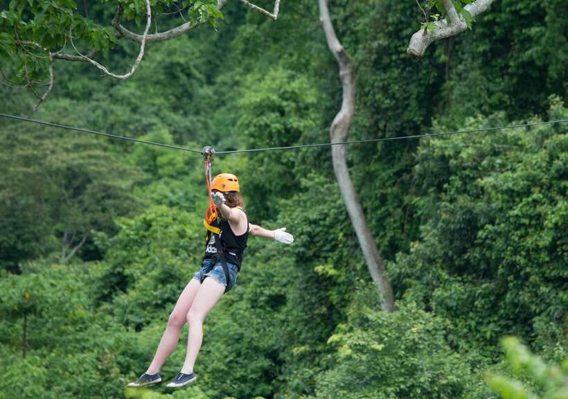 Vang Vieng: Half-Day Zip Lining with Cave Exploration Option - The stream walk to the launch area